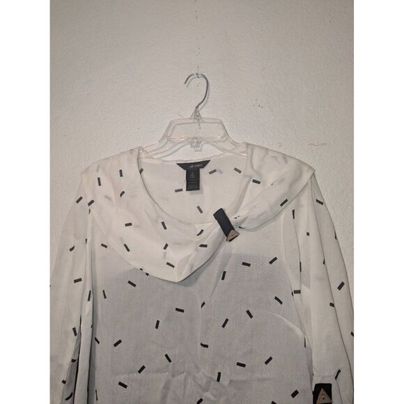 Ali Miles Womens M Black &‎ White Geometric Pattern Tunic Top Rayon/Nylon Blend - Picture 8 of 11